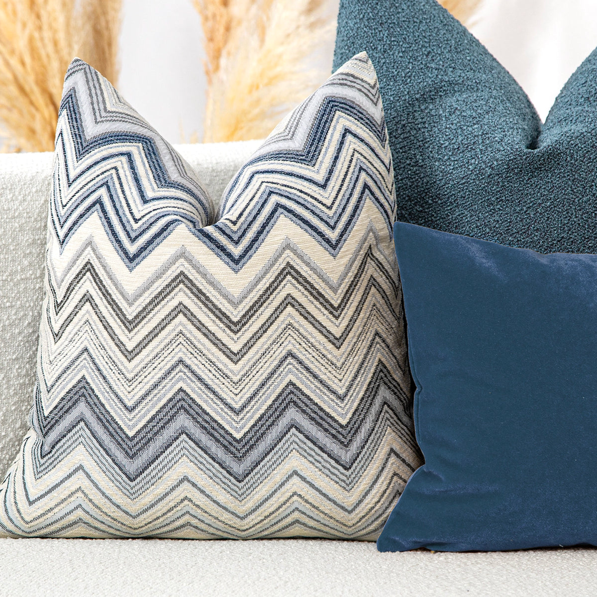 Indigo Chevron Pillow Cover | Iconic Accent in Blue & Gray Tones