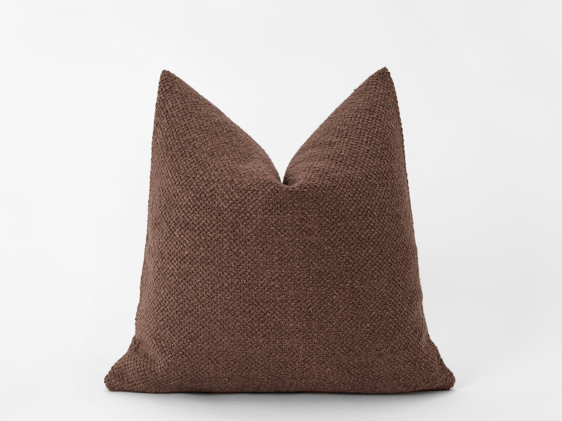 Dark Cognac Textured Pillow Cover