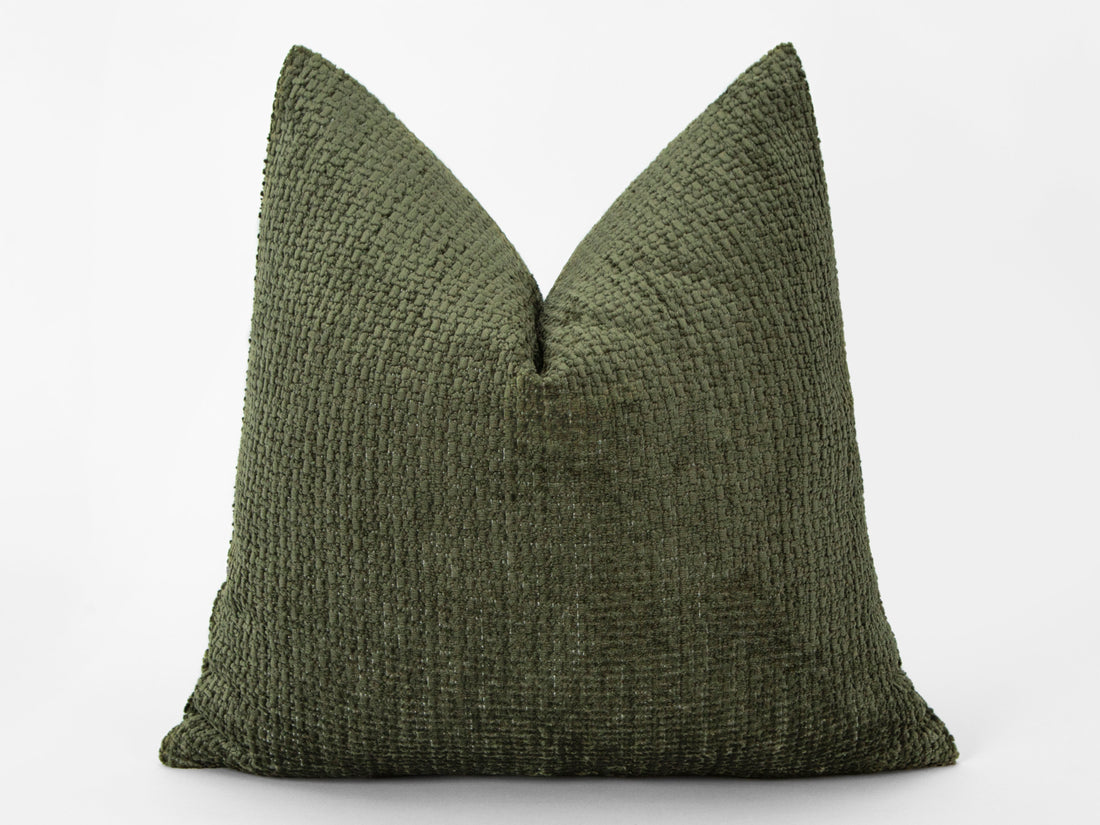 Olive Boho Textured Pillow Cover