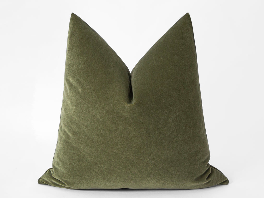 Olive Green Velvet Pillow Cover