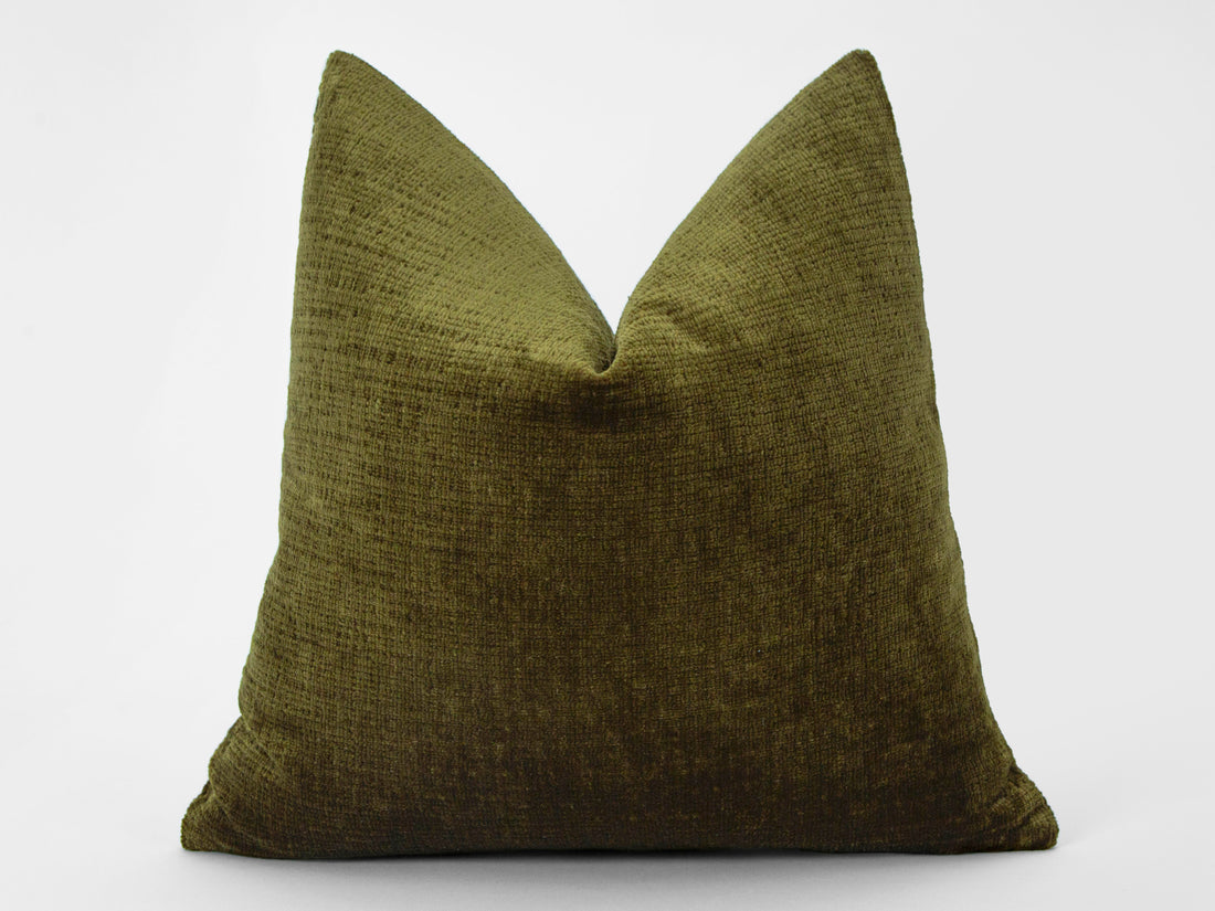 Olive Green Soft Textured Pillow Cover