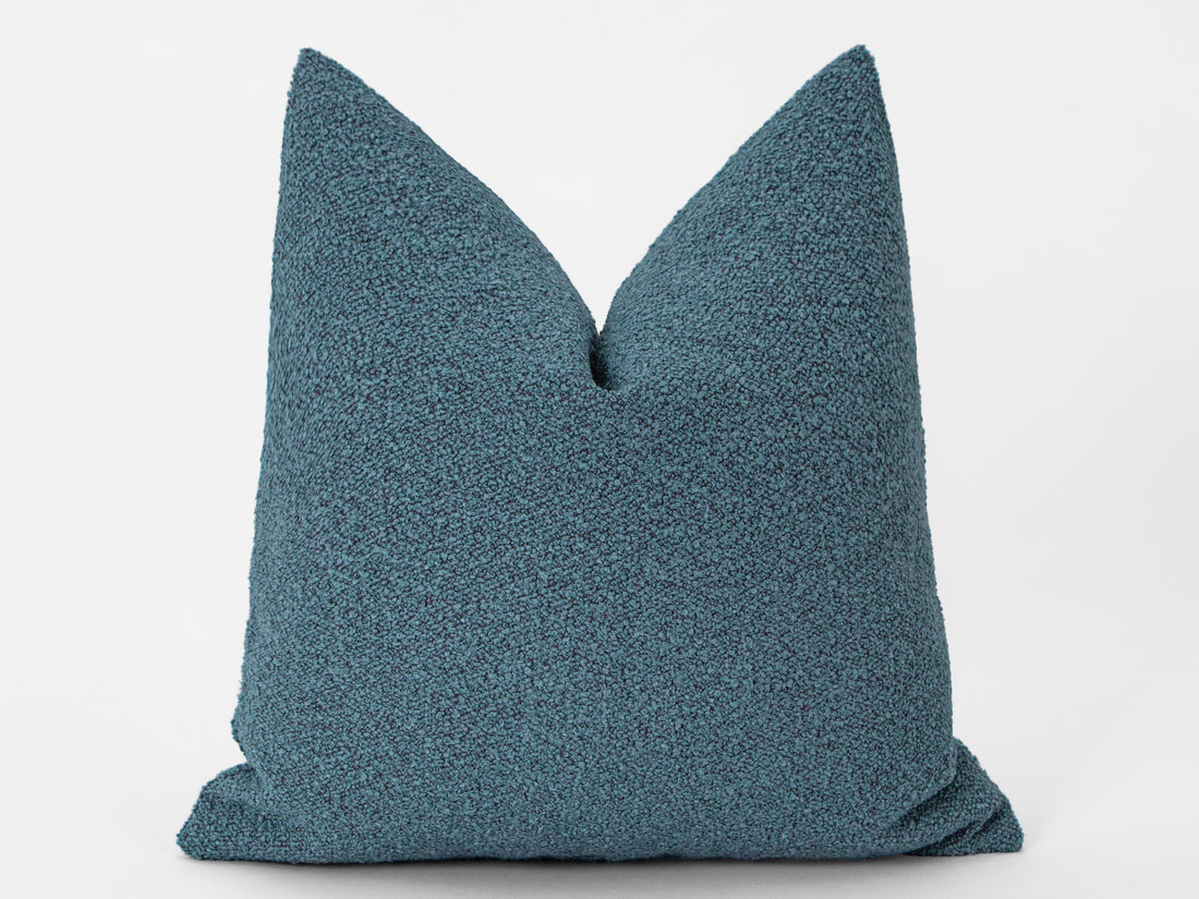 Teal Blue Boucle Pillow Cover