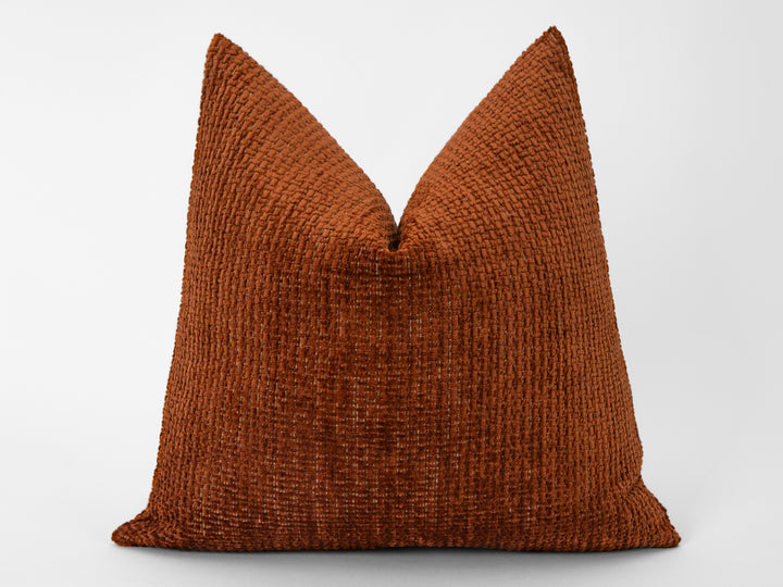 Rust Boho Textured Pillow Cover