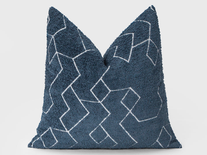 Blue and White Geometric Pillow Cover