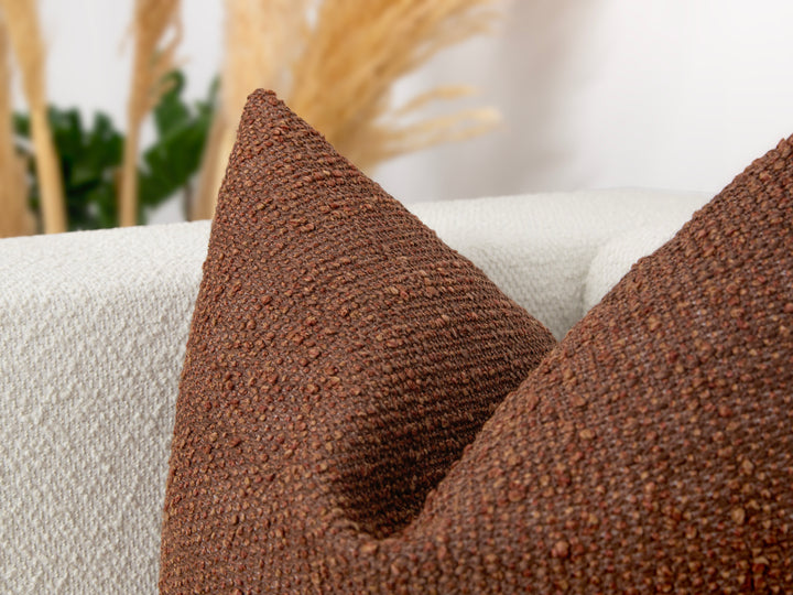 Copper Boho Boucle Pillow Cover