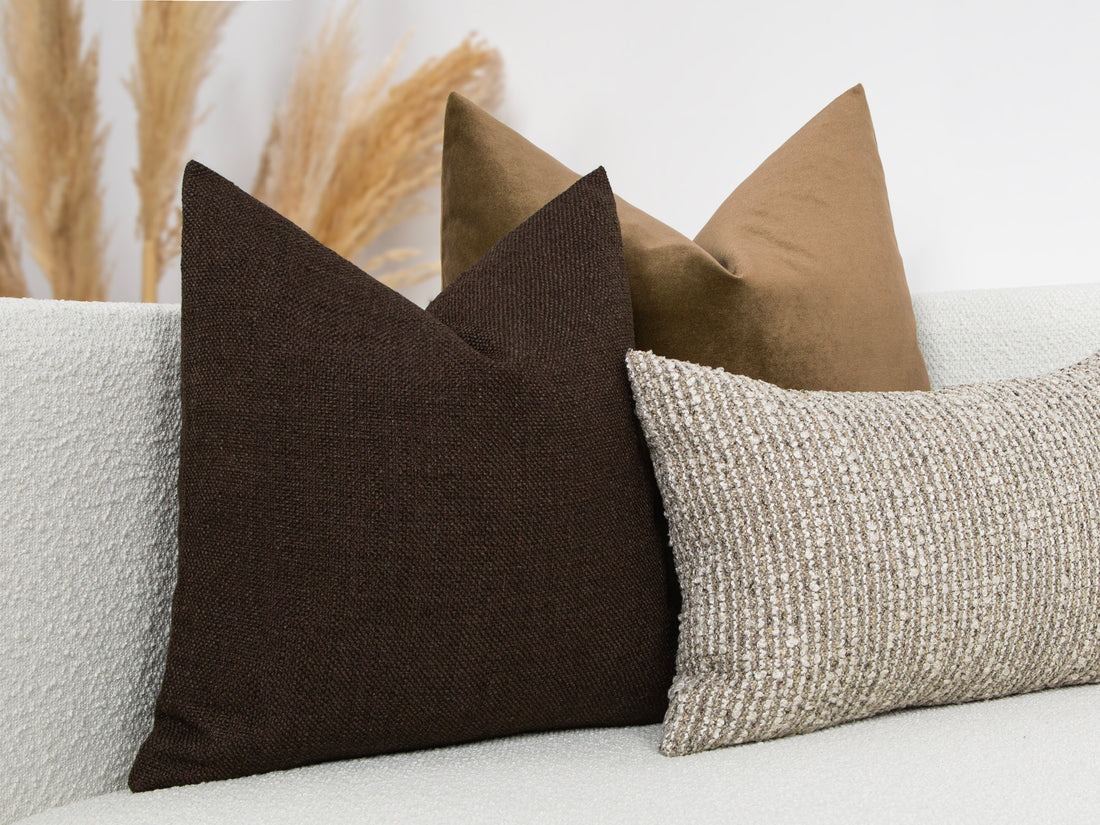 Dark Brown Linen Pillow Cover