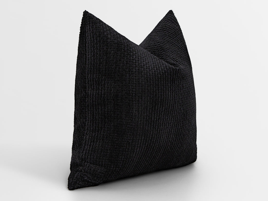 Black Boho Textured Pillow Cover