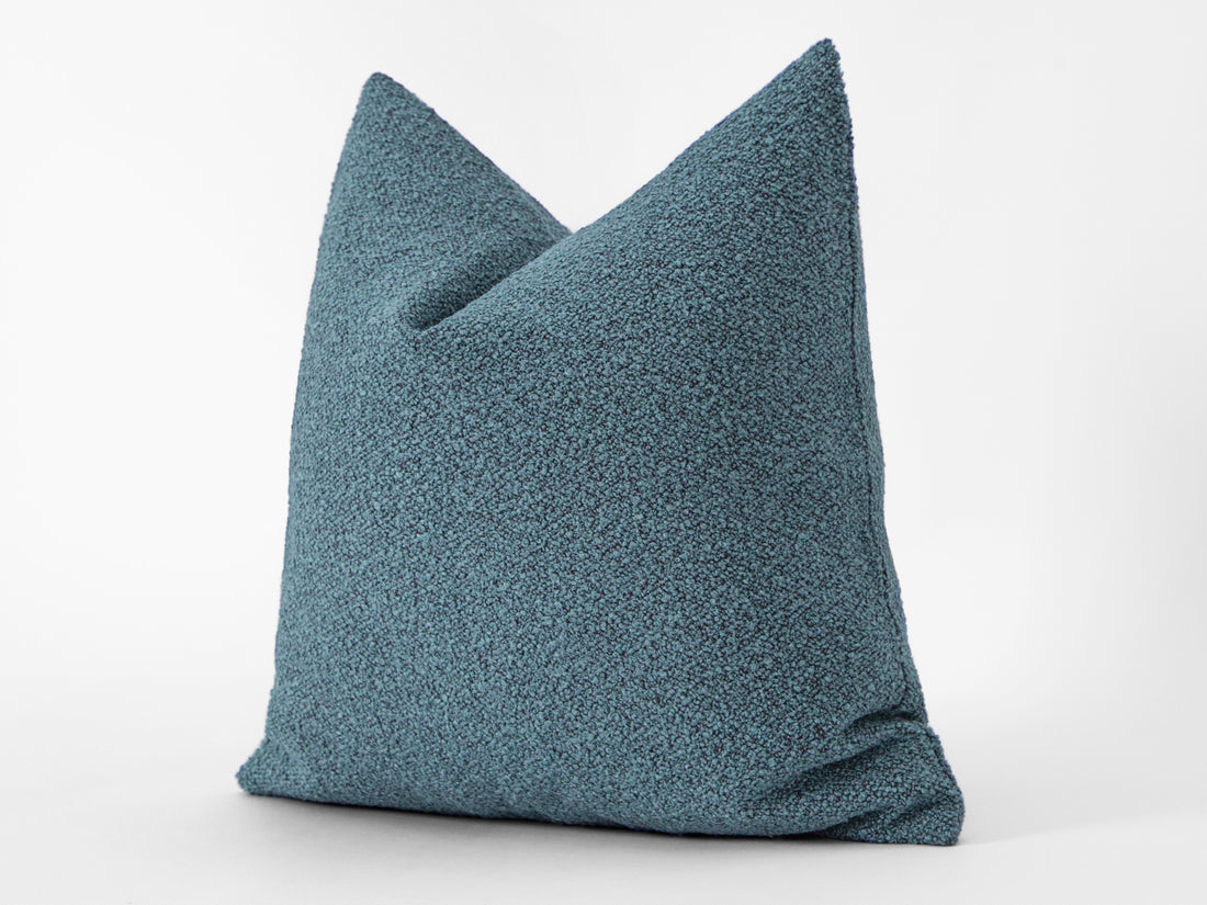 Teal Blue Boucle Pillow Cover