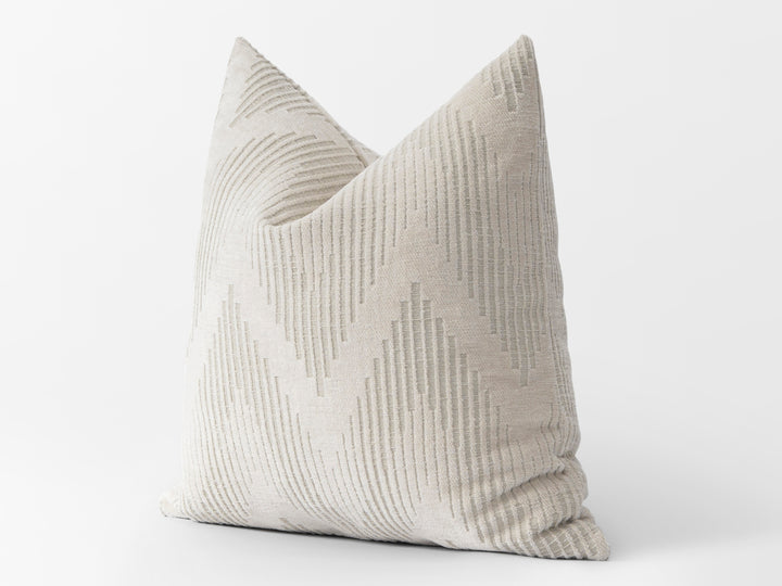 Ivory Geometric Textured Pillow Cover