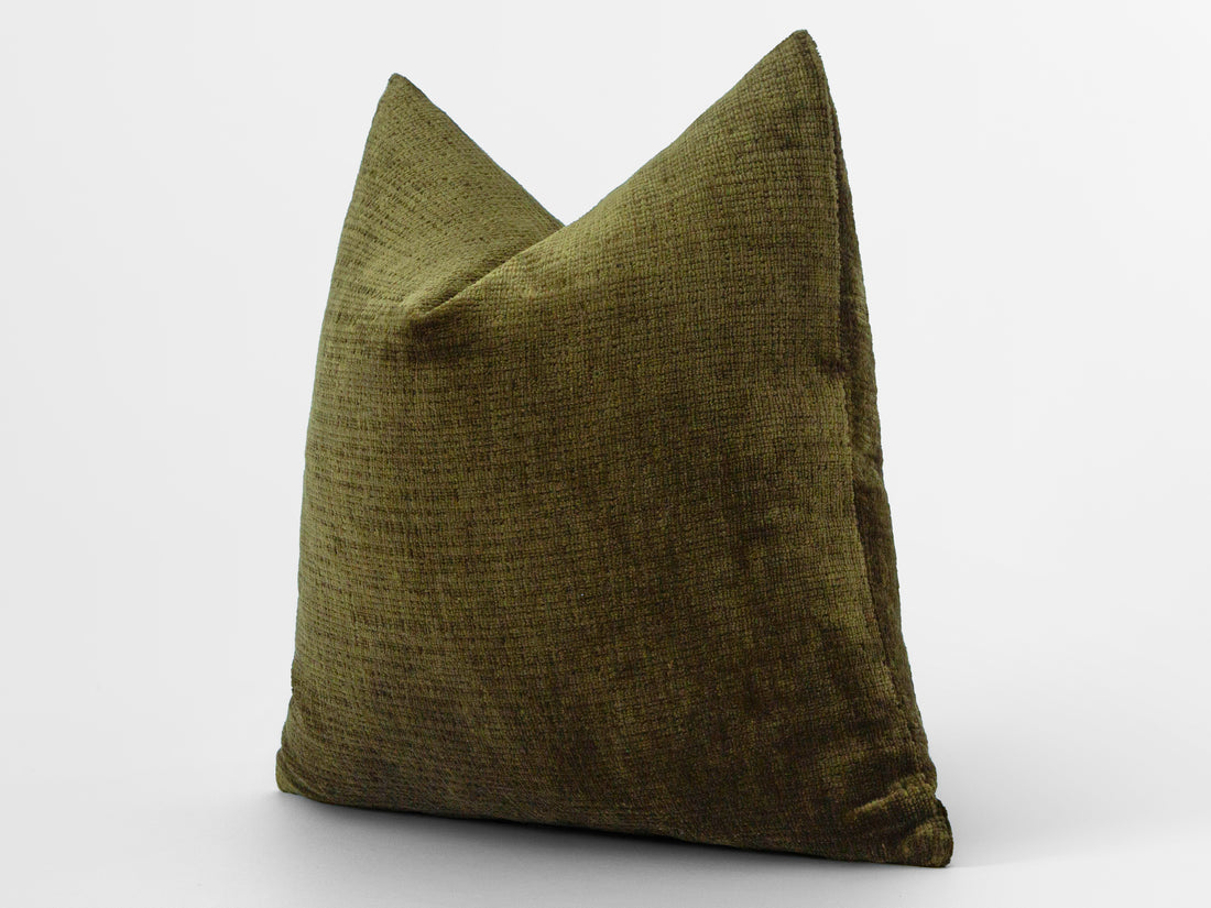 Olive Green Soft Textured Pillow Cover