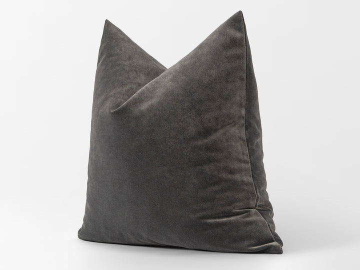 Warm Charcoal Velvet Pillow Cover