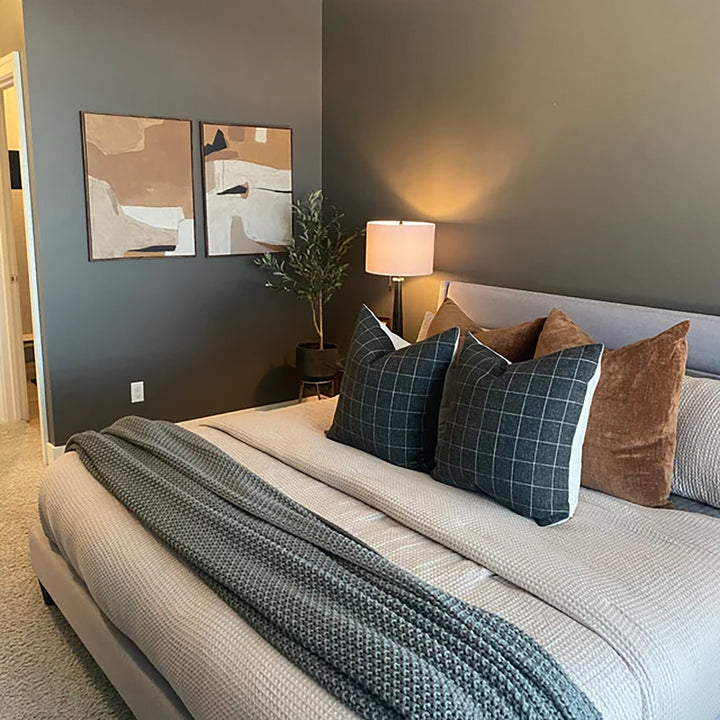 Taupe Plaid Pillow Cover