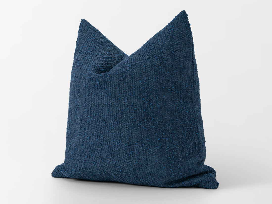 Navy Boho Boucle Pillow Cover