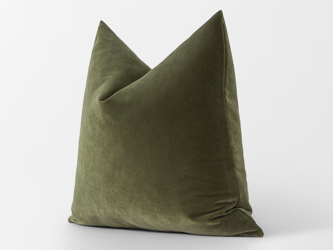 Olive Green Velvet Pillow Cover