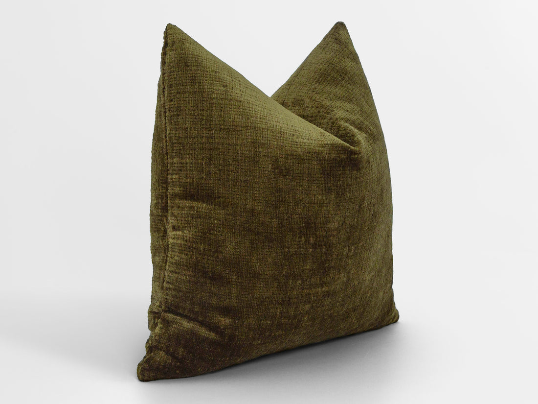 Olive Green Soft Textured Pillow Cover