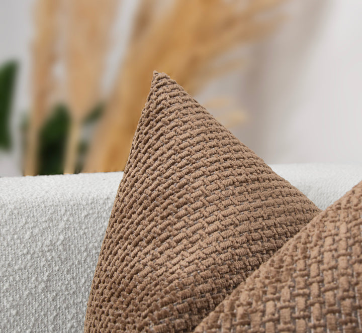 Brown Textured Pillow Cover