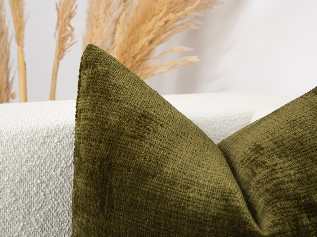 Olive Green Soft Textured Pillow Cover