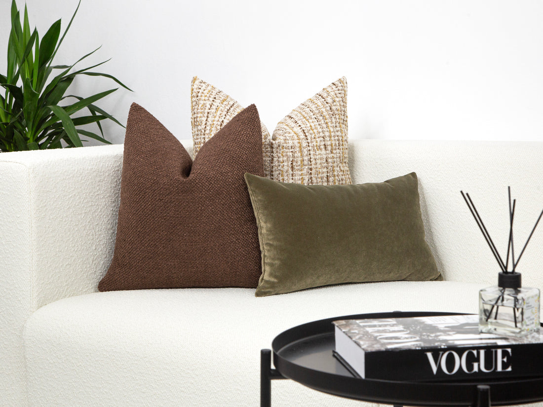 Dark Cognac Textured Pillow Cover