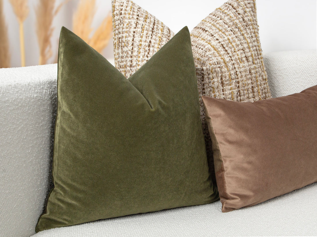 Olive Green Velvet Pillow Cover