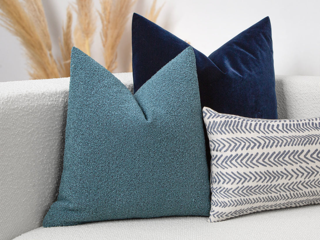 Teal Blue Boucle Pillow Cover