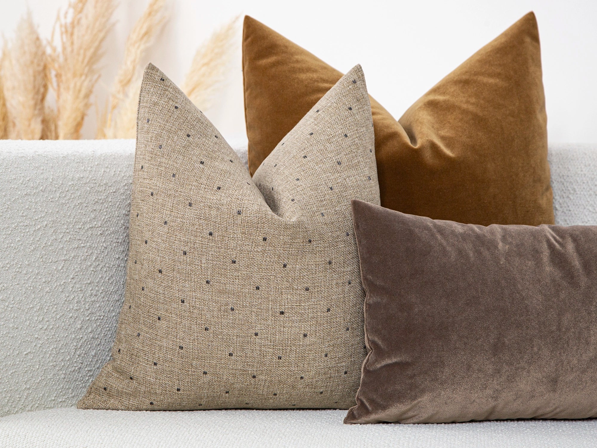 Brown Beige Dotted Pillow Cover
