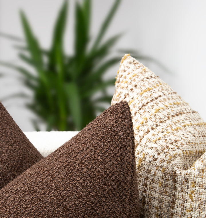 Dark Cognac Textured Pillow Cover