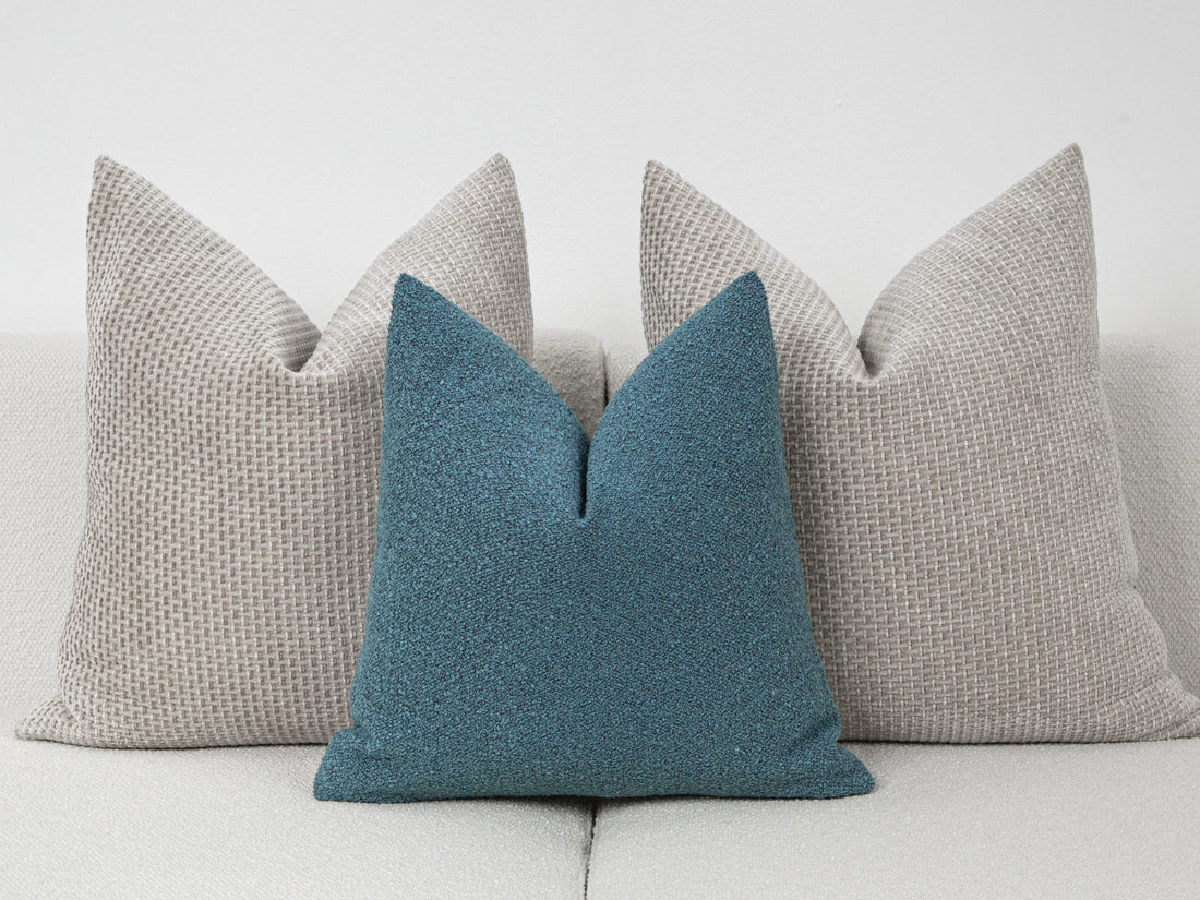 Teal Blue Boucle Pillow Cover