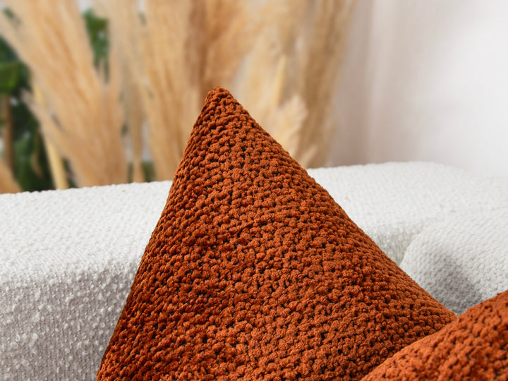 Rust Textured Soft Pillow Cover