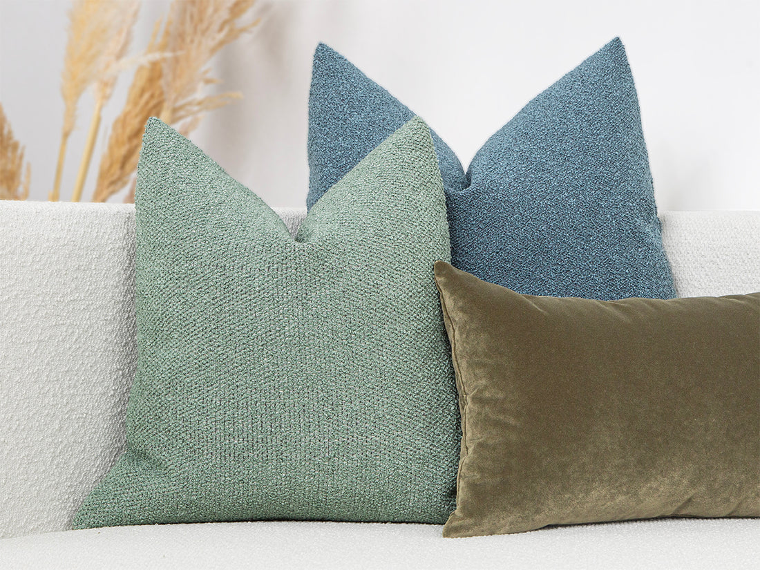 Dusty Green Boucle Pillow Cover