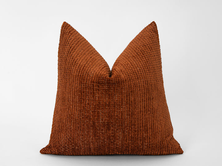 Rust Boho Textured Pillow Cover