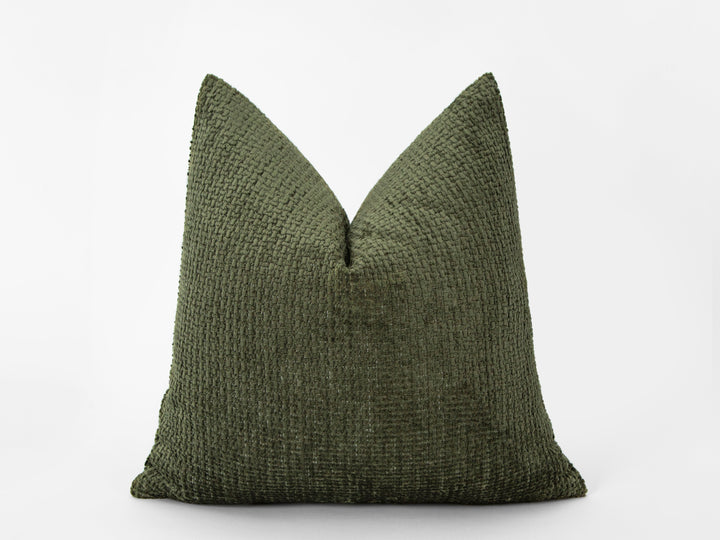 Olive Boho Textured Pillow Cover