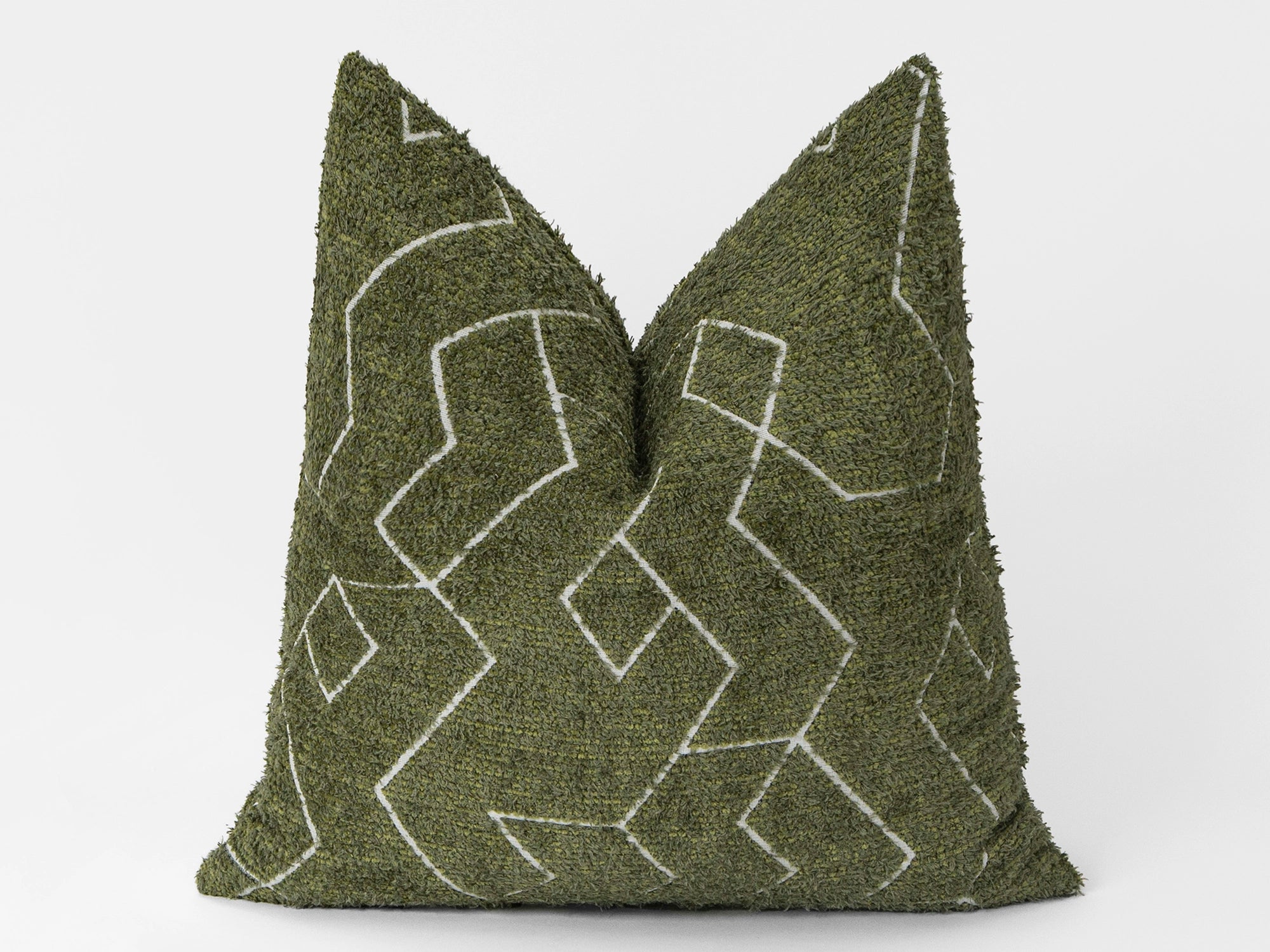 Green and White Geometric Pillow Cover