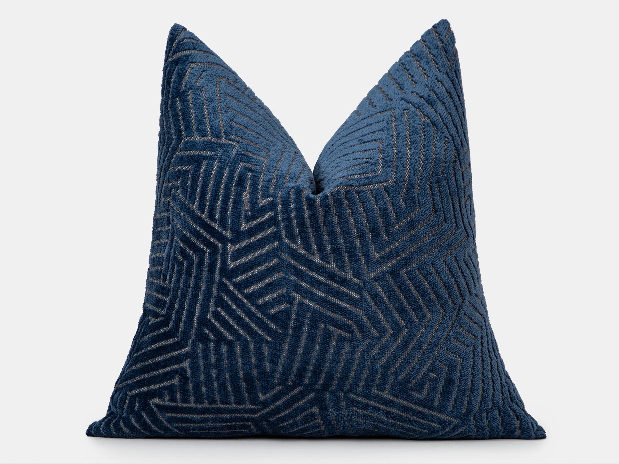 Navy Blue Geometric Textured Pillow Cover