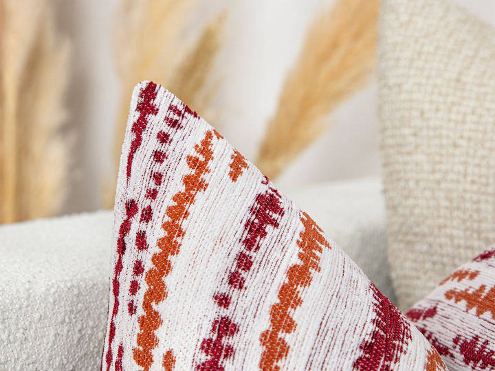 Burgundy Abstract Dash Stripe Pillow Cover