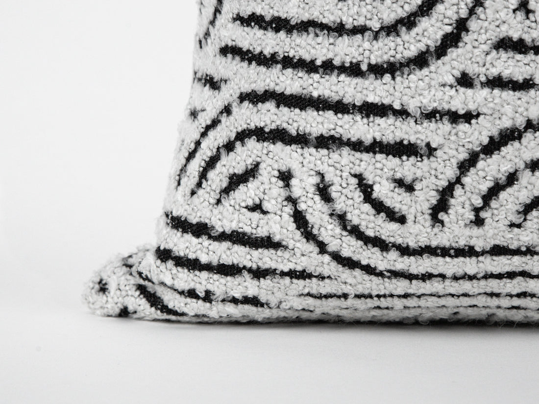 Off White Abstract Geo Textured Pillow Cover