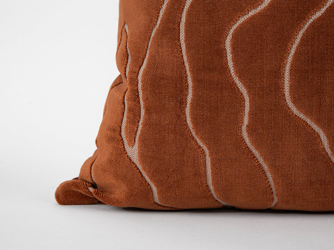 Terracotta Abstract Velvet Pillow Cover