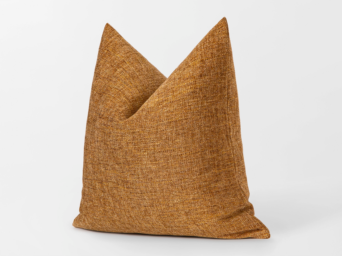 Amber Gold Woven Pillow Cover