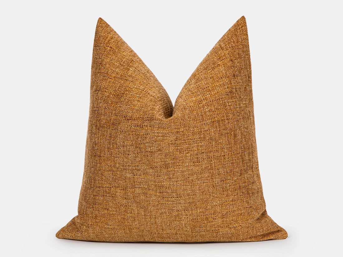 Amber Gold Woven Pillow Cover