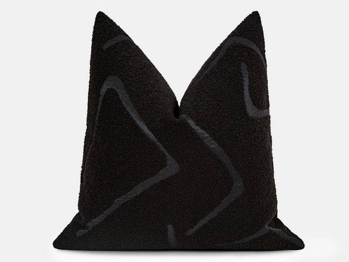 Black Graffito Pillow Cover - Amorphous