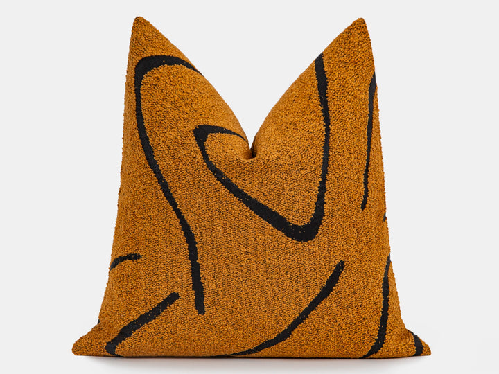 Burnt Orange Graffito Pillow Cover - Amorphous