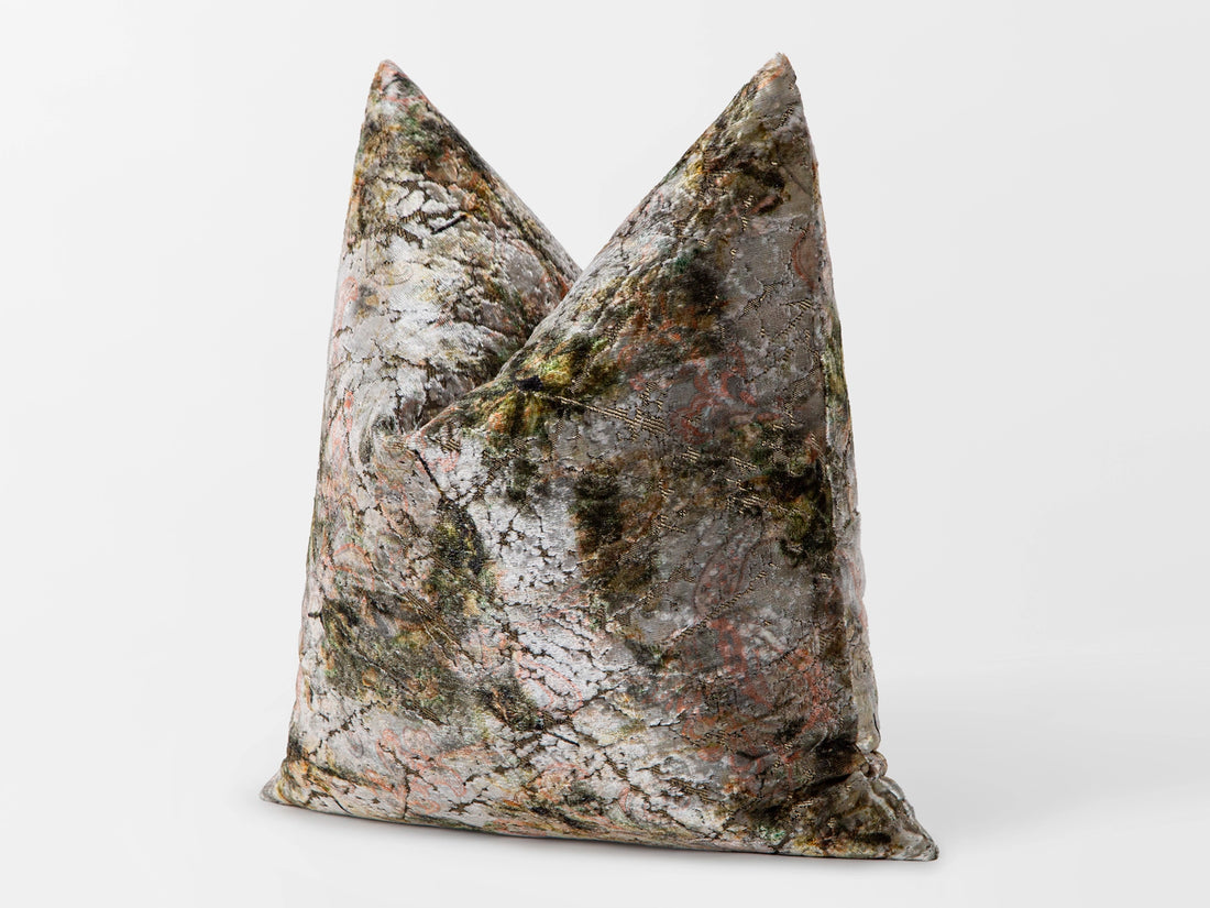Antique Olive Watercolor Velvet Pillow Cover