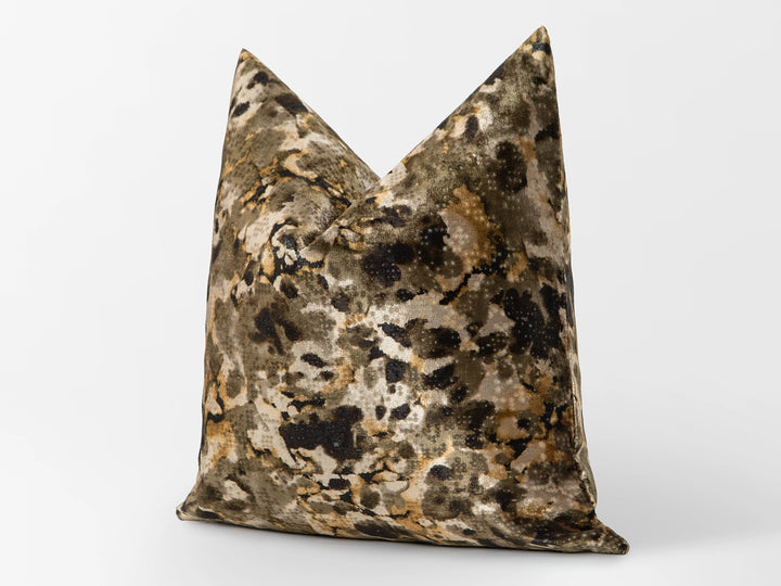 Antique Olive Watercolor Velvet Pillow Cover