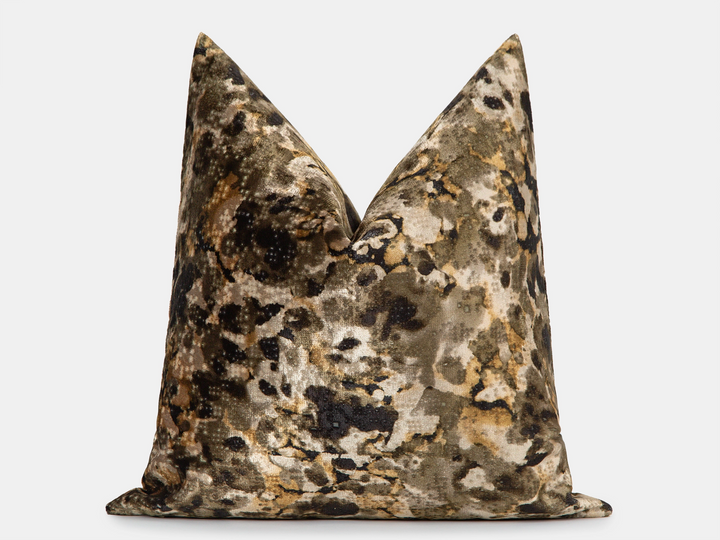 Antique Olive Watercolor Velvet Pillow Cover