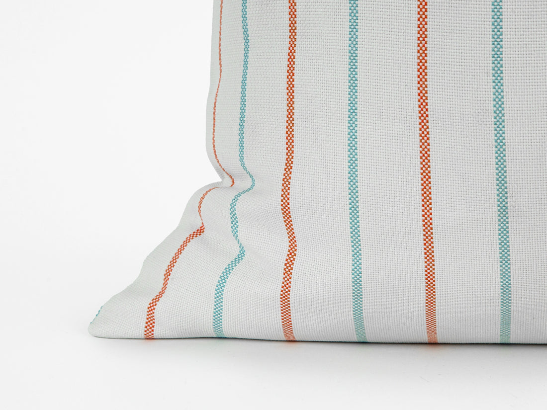 Aqua Coastal Stripe Outdoor Pillow Cover
