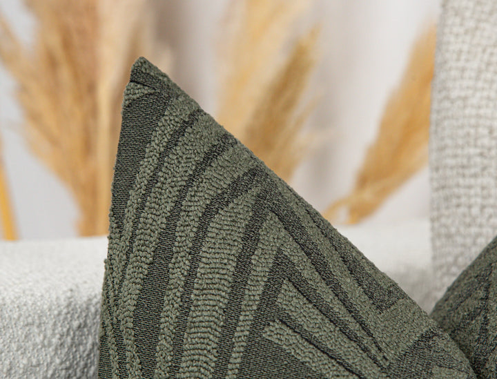 Green Geometric Pillow Cover - District