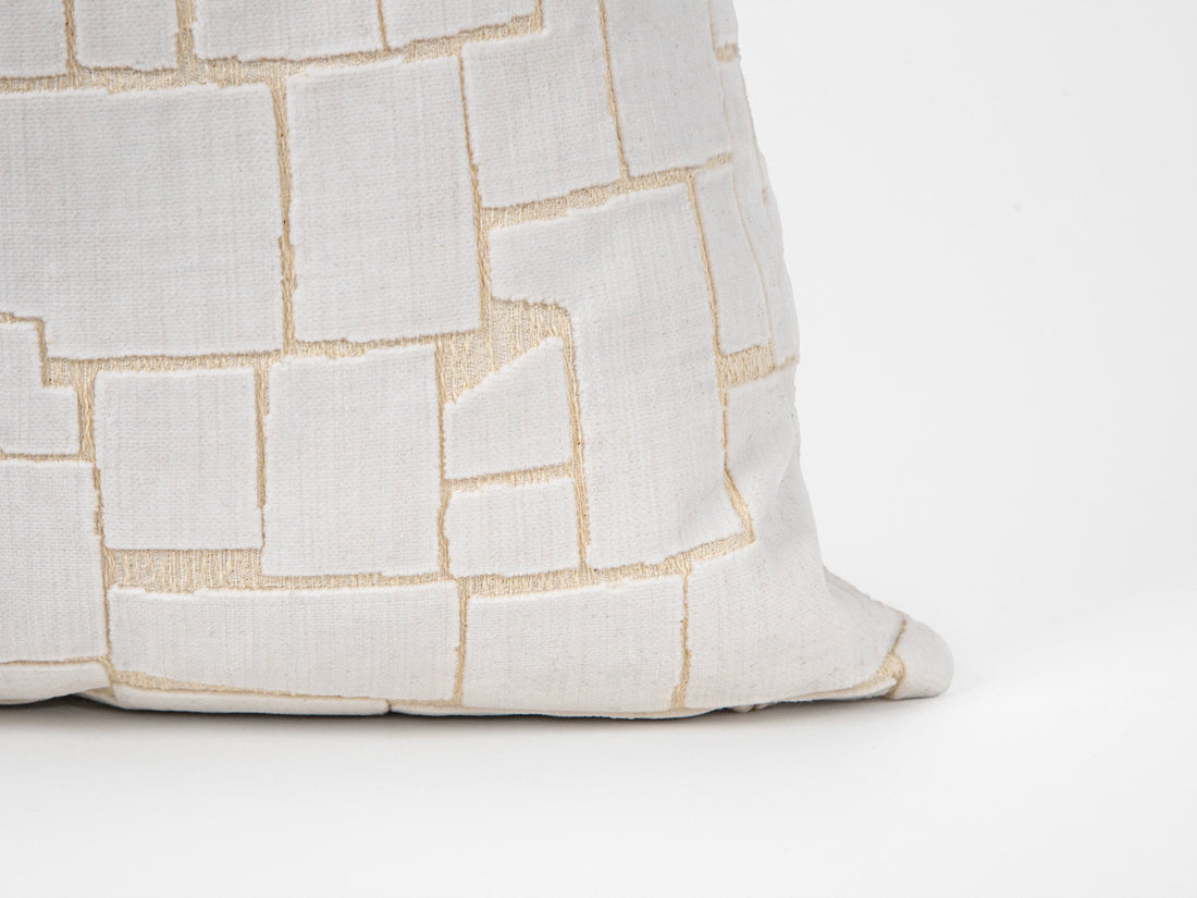 Ivory Geometric Cut Velvet Pillow Cover