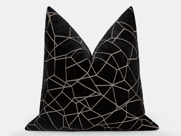 Black Textured Velvet Pillow Cover - Astral