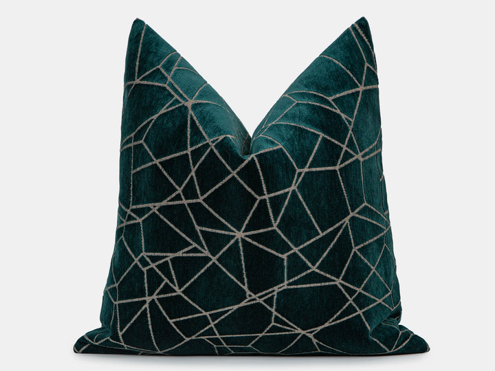 Dark Teal Textured Velvet Pillow Cover - Astral