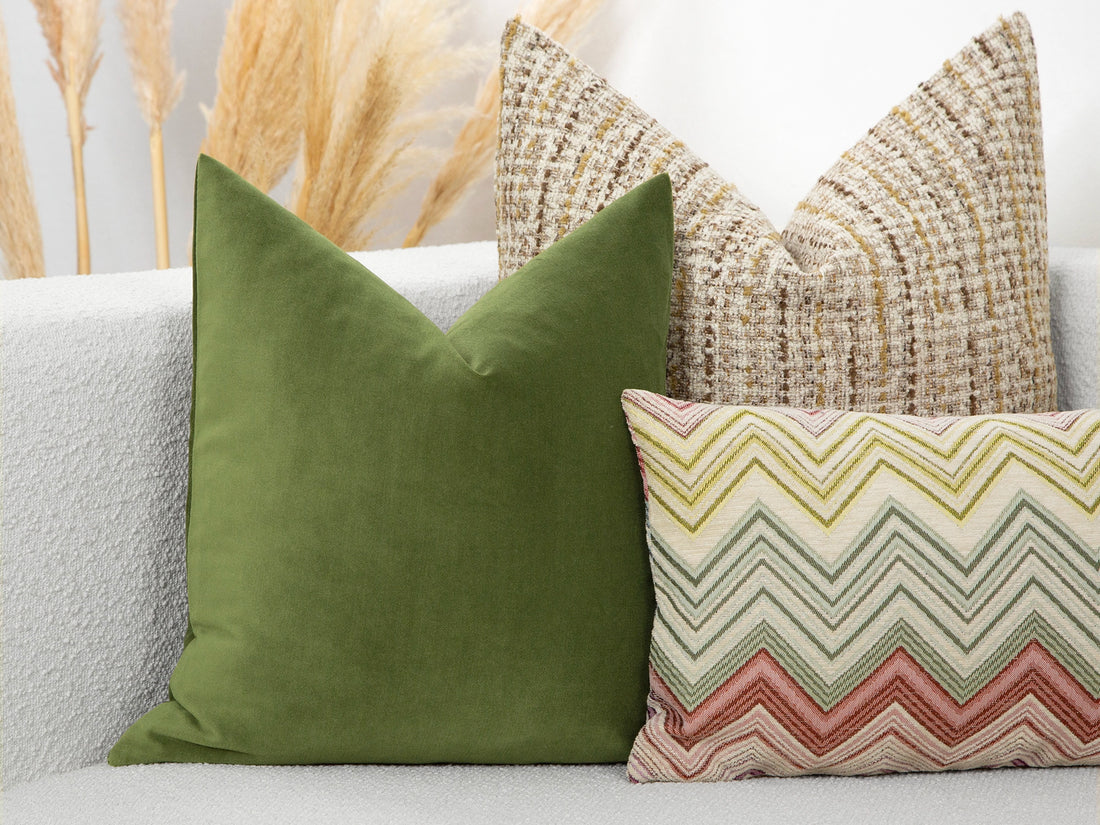 Avocado Green Velvet Pillow Cover