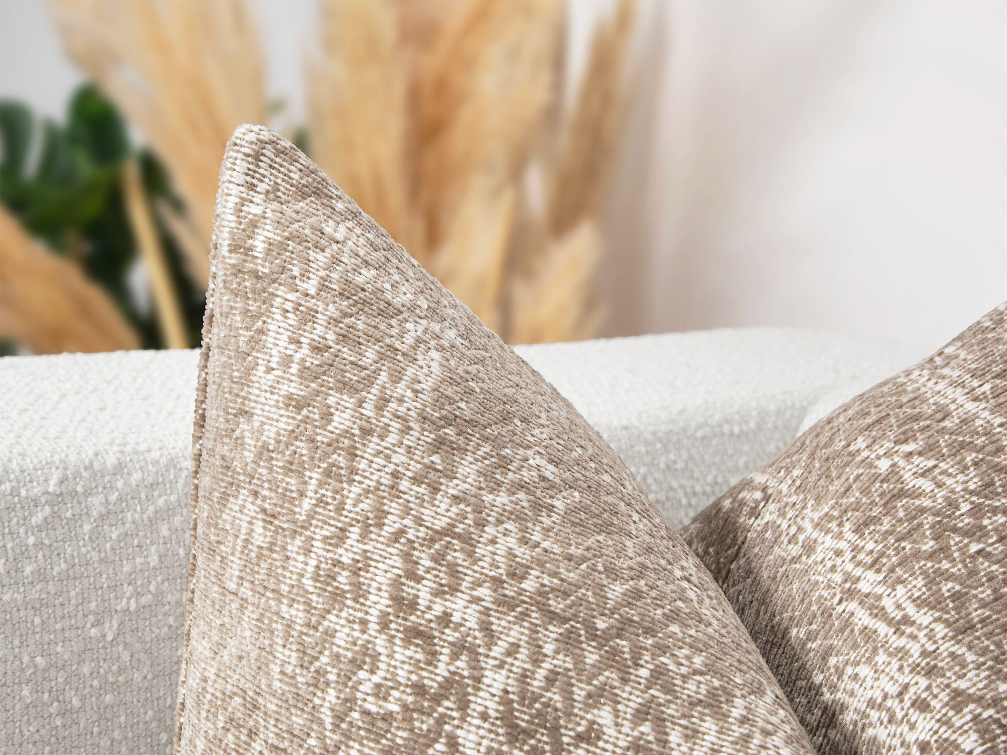 Beige Woven Pillow Cover